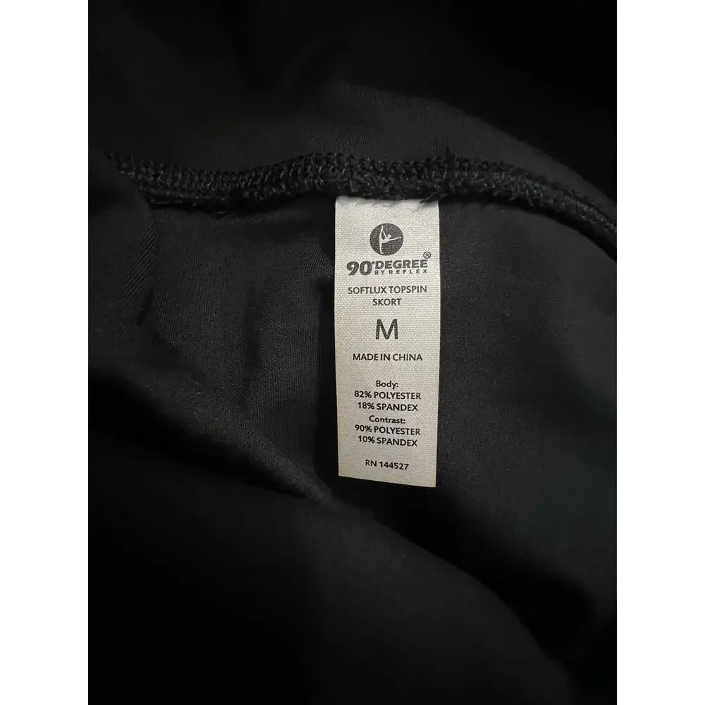 90 Degree by Reflex Black Athletic Skort M UPF 50+ Stretch Tennis Golf NWT